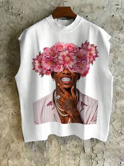 STEELVANCE 男士人像印花街头风无袖背心，男士休闲简约街头背心，夏季必备透气背心