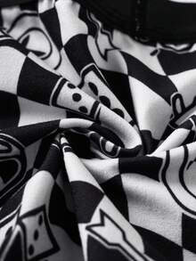 MONOPOLY X SHEIN Calzoncillos tipo bóxer con estampado de cuadros para niño preadolescente - Negro - Ver 6