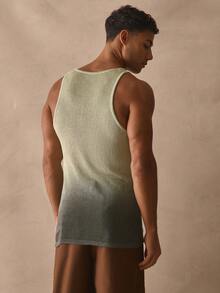 Musero Textured Mesh Sheer Style Tank Top Gradient Effect Sleeveless Crew Neck Line Vest Spring Summer Essentials Poolside Beach Wear - Green - View 4