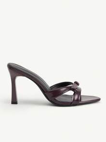 CUCCOO CHICEST New Fashion Versatile Crystal Bow Strap Stiletto High Heel Sandals For Christmas Wedding Shoes Spring Shoes Bride Shoes - Brown PU material - View 8