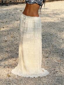 Muchica Falda larga fruncida sin cinturón - Albaricoque - Ver 4