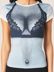MISSGUIDED Women's Baby Tee Short Sleeve Crew Neck Graphic Print T-Shirt With Dotted Pattern Design Casual Fitted Top - Multicolor - View 2