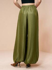 Aveloria Modichic 白色宽松直筒裤，轻盈舒适阔腿休闲七分裤，女士夏季款 - 獵人綠 - 查看 5