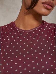 COSMINA Đầm không tay họa tiết chấm bi thanh lịch dành cho nữ, thích hợp cho mùa hè. - Màu Đỏ Sâu - Xem 5