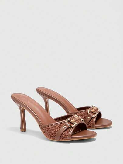 CUCCOO BIZCHIC Women's Fashion Commuter Metal Decor Heeled Sandals