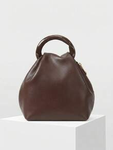 MOTF PREMIUM WOMEN'S SOLID COLOR PLEATED HANDBAG, EXQUISITE AND SIMPLE COMMUTING DAILY WEAR - Coffee - View 5