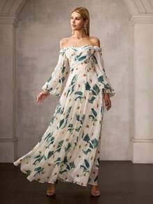 MOTF Soiréza OFF SHOULDER RUCHED A-LINE FLORAL PRINT COCKTAIL DRESS, SPRING/SUMMER - Multicolor - View 6