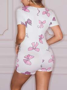 Y2K Cute Butterfly Print Romper Pajamas For Women, Valentine's Day - Multicolor - View 2
