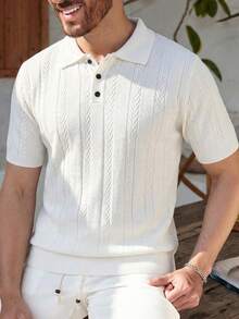 Manfinity Mode Áo len nam dệt kim kiểu dáng thời trang, màu trắng, dành cho người yêu thích phong cách thời trang châu Âu và Mỹ. - trắng - Xem 4