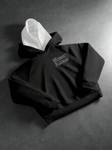 PAVTROS Áo hoodie nam kiểu dáng thường ngày, thêu chữ, thích hợp cho mùa Thu/Đông. - màu đen - Xem 2