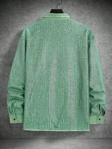 Manfinity AFTRDRK Áo sơ mi nam dài tay cổ bẻ cài một hàng khuy, kiểu dáng thường ngày, đa năng, thích hợp mặc hàng ngày. - Màu xanh Bạc hà - Xem 2