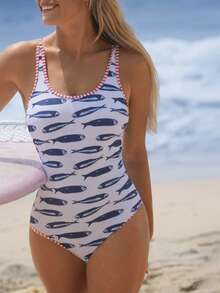 Swim SPRTY 2026春夏水果印花彩色滚边圆领运动风女式泳衣 - 彩色 - 查看 3