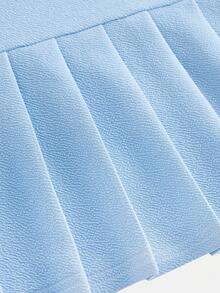 Girlism 少女优雅蝴蝶结褶皱连衣裙，适合派对、休闲、毕业典礼、返校、度假、下午茶、婚礼季等场合。 - 淺藍色 - 查看 6