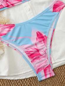 Swim Mod Women's Tropical Print Two Pieces Bikini Set, Casual Holiday - Multicolor - View 4