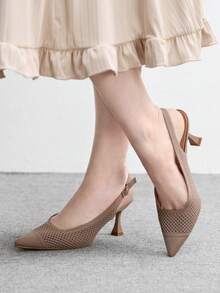 CUCCOO BASICS Nuevos zapatos de tacón alto versátiles y cómodos para mujer con lazo - Caqui - Ver 5