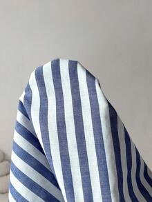 MaterniWear 两件套孕妇条纹圆领背心和抽绳腰裤休闲套装 - 藍白色 - 查看 7