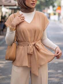 Calvaya 女士日常两件套服装 - 橘色 - 查看 3