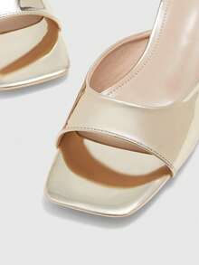 CUCCOO BIZCHIC 女士鞋履 春夏新款金色一体式露趾高跟凉鞋拖鞋 简约时尚舒适百搭通勤女凉鞋 女鞋 - 淺金 - 查看 8