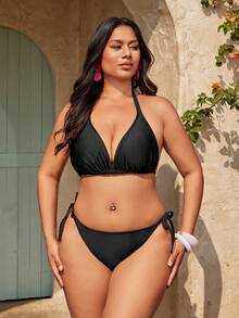 Swim Oasis Bộ đồ bơi 3 mảnh cỡ lớn dành cho nữ, kiểu bikini in hoa và váy dài. - màu đen - Xem 3