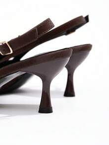 Sleekvia Women's Burgundy Bow Decor Work Pumps For Christmas - Brown - View 3