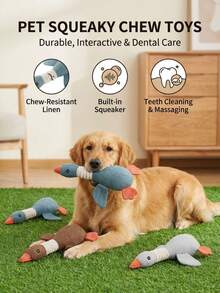 PETSIN Cute Canvas Duck Shaped Plush Dog Toy With BB Calls, Interactive Play For Dogs - Multicolor - View 4