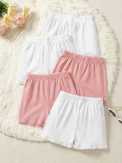 5pcs/Pack Young Girl's Comfortable, Skin-Friendly Elastic Cotton Underwear, Suitable For Spring, Summer, Autumn And Winter Girl Boxers Set Cotton Shorts For Girls Kid Shorts For Girl