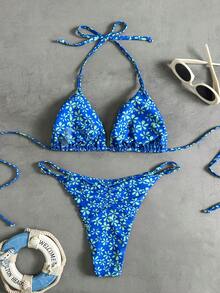 Swim Vcay 女士热带印花两件式比基尼套装，休闲度假 - 彩色 - 查看 2