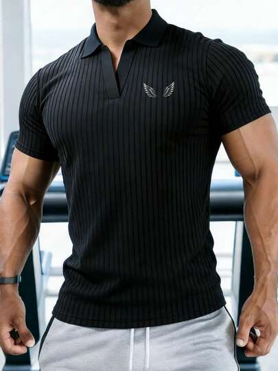 GymBeat Men's Wing Print Casual Versatile Daily Wear & Sports Short Sleeve Polo T-Shirt