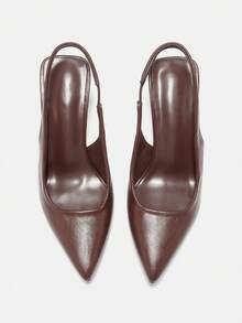 CUCCOO CURVES Zapatos de mujer de tacón alto de diseño de placa ligera de PU de punta versátil de moda diaria - Café integral - Ver 10
