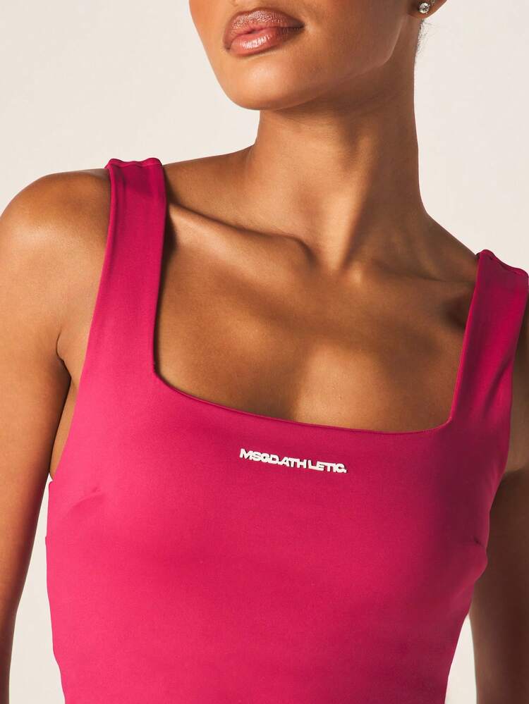 MISSGUIDED Pink Square Neck Athletic Tank Top