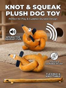 PETSIN 长条仿真腊肠犬毛绒玩具，内置BB弹吠叫声，可与狗狗进行互动拔河游戏 - 彩色 - 查看 4