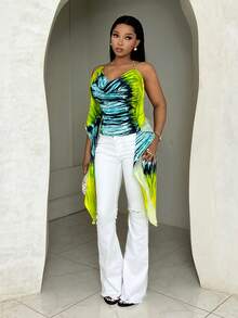 BamGleam 女士印花度假露背吊带上衣 - 綠色 - 查看 6