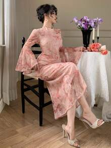 DAZY Women's Elegant Fitted Mid-Length Dress, Suitable For Spring And Summer Occasions - Pink - View 10