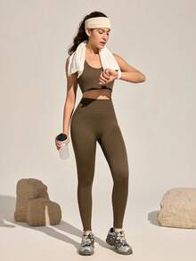 Exploreva Sutiã Esportivo Sem Costura para Mulheres; Design Sem Costas em Formato de Lágrima; Versátil; Adequado para Mulheres; Adequado para Fitness, Yoga e Corrida ao Ar Livre - Castanho - Visão 6