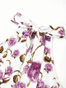 Ellevyn Plus Size Women Floral Print Halter Top And Wide Leg Pants Elegant 2 Piece Set - Pink - View 7