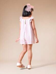 SUMWON 女童无袖方领荷叶边肩部竖条纹高腰宽松夏季连体裤 - 彩色 - 查看 2