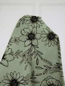 Comfylo Plus Size Women Floral Print Casual T-Shirt - Mint Green - View 5