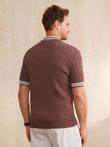 Manfinity CityGents 男士休闲撞色滚边短袖针织上衣，春夏款 - 彩色 - 查看 3