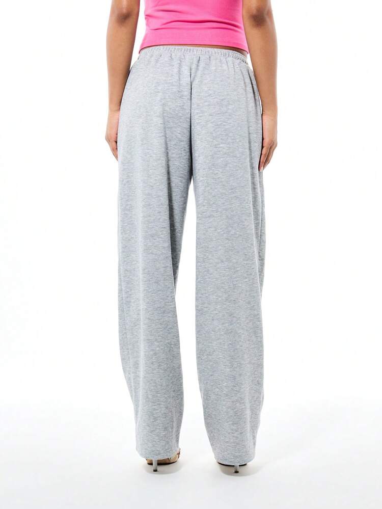 BABYPHAT Women's I Love Graphic Joggers With Pink Heart Logo Grey Sweatpants Casual Comfort