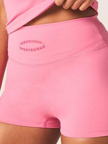 MISSGUIDED Women High Waisted Athletic Compression Shorts Pink Workout Running Gym Exercise Yoga Training Active Sports Cycling Performance Breathable - Party Punch - View 5