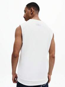 SUMWON Men's Sleeveless Tank Top With Chest Pocket Detail Crew Neck Casual Summer Essential - White - View 2