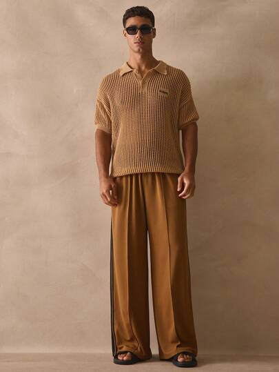 Musero Loose Fit Elasticated Drawstring Pants Side Stripe Smart Sporty Style Trouser Bottoms Spring Summer Essentials