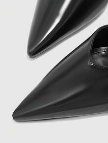 CUCCOO BIZCHIC Women's Pointed Toe Buckle Design Fashionable Elegant High Heels - Black - View 6