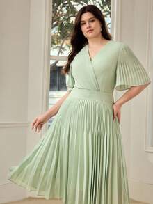 MOTF PREMIUM 优雅褶裥中长连衣裙，春夏款 - 薄荷綠 - 查看 4