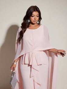 Viva Relle 大码女士优雅浪漫雪纺披肩，适合婚礼宾客、正式礼服、飘逸长裙，春夏皆宜 - 粉色 - 查看 4