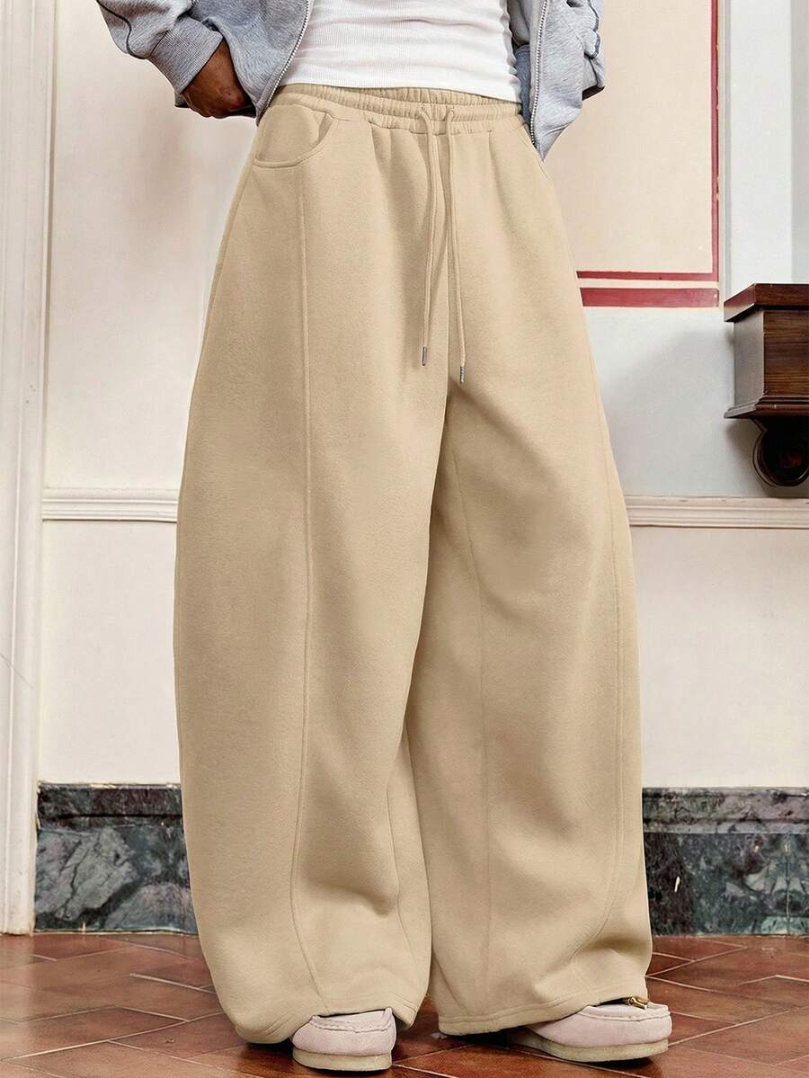 SWAVVY Pantaloni della tuta casual da uomo di colore grigio scuro, taglia standard, con tasche, gamba curva - Moka Marrone - Visualizzare 1