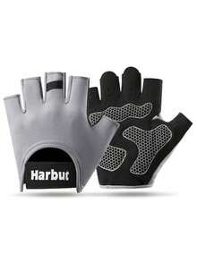 1 Pair Fingerless Gloves With Thickened Men Women Fitness Weight Lifting Wristband Gloves Body Building Training Sports Exercise Cycling Glove Shockproof - Multicolor - View 4