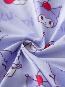 HELLO KITTY AND FRIENDS | SHEIN Conjunto de pijama con top de manga corta y pantalones cortos con estampado de dibujos animados para niña preadolescente - Púrpura malva - Ver 9