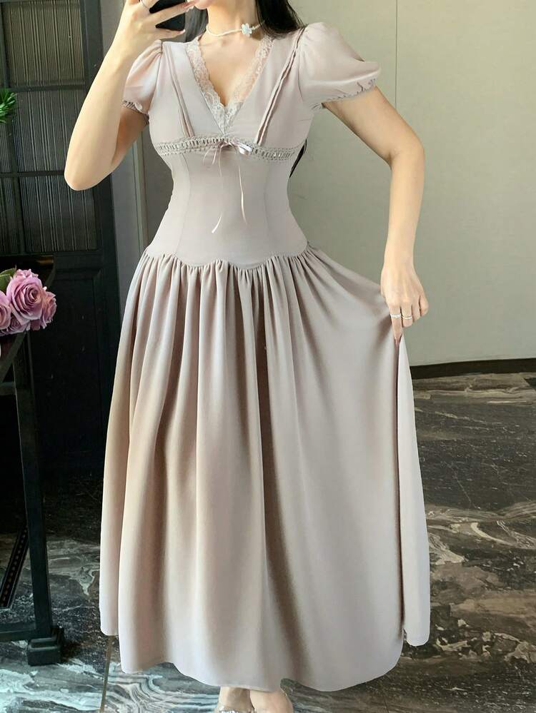 Women's Elegant Petal Sleeve Long Dress, Summer Sundress