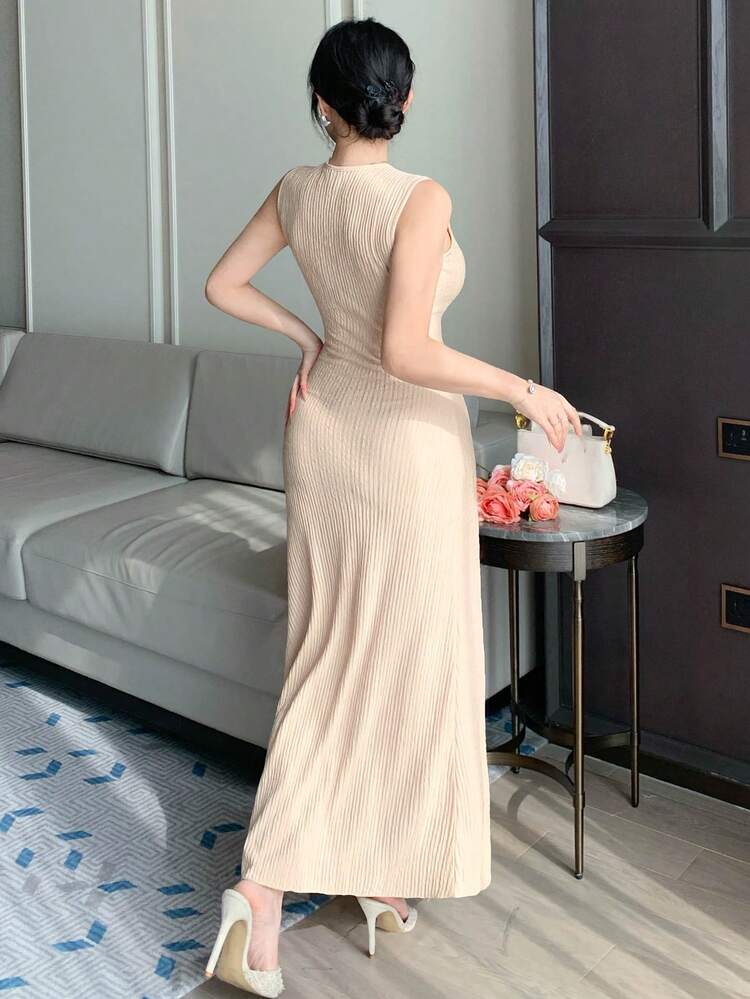 Women's Elegant Solid Color Sleeveless Dress For Commuting Sundress